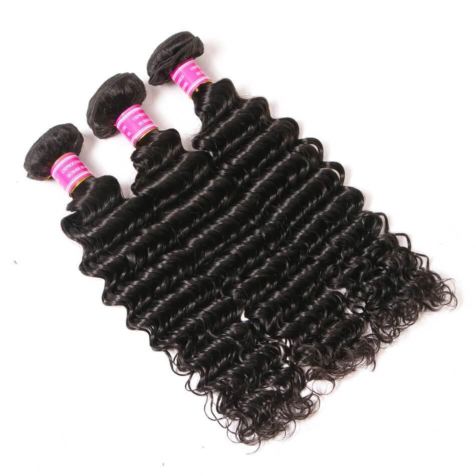 VRBest Peruvian Deep Wave Virgin Human Hair Bundles 3 Pieces