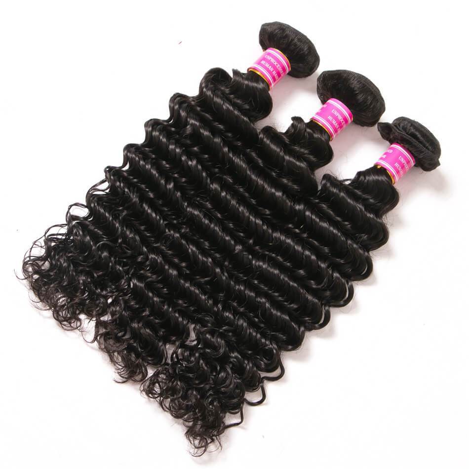 VRBest Unprocessed Indian Deep Wave Virgin Human Hair Bundles 3 pcs/lot