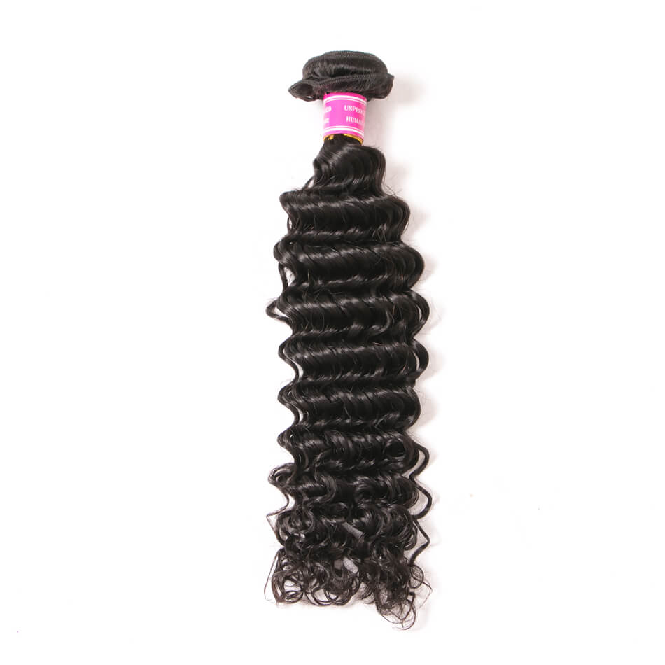 VRBest 4 Bundles Peruvian Virgin Hair Deep Wave Human Hair Extensions