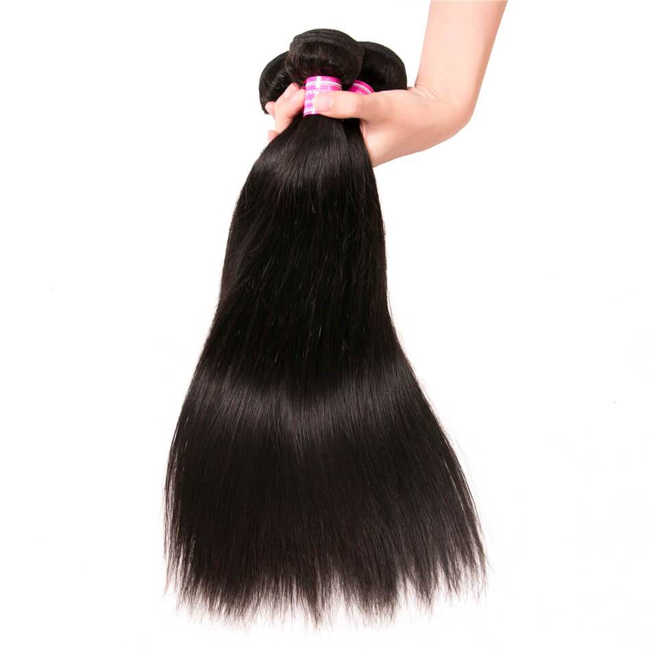 VRBest Peruvian Virgin Hair Straight 3 Bundles With Ear to Ear 13x4 Lace Frontal Closure