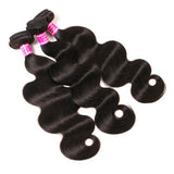 VRBest 3 Pieces Brazilian Virgin Hair Body Wave Bundles With 13x4 Lace Frontal Closure