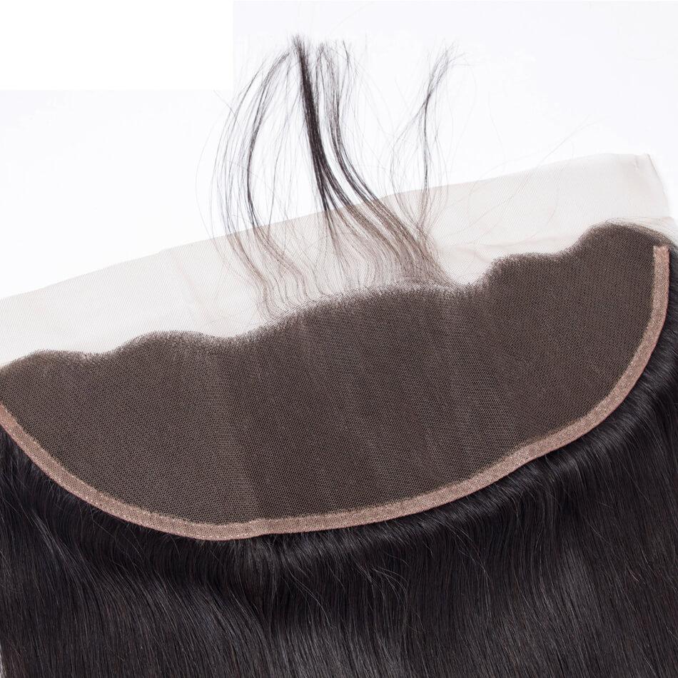 VRBest Peruvian Virgin Hair Straight 3 Bundles With Ear to Ear 13x4 Lace Frontal Closure
