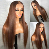 Chocolate Brown Straight Wigs For Women