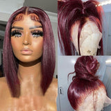 Burgundy Human Hair Bob Wigs