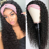 VRBest No Lace Deep Wave Wigs Human Hair Headband Wigs