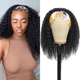 VRBest Fashion Headband Wigs Kinky Curly Human Hair Wigs