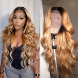 VRBest Ombre 1B/27 13x4 Lace Front Wigs Body Wave Colored Human Hair Wigs