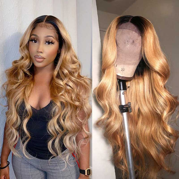 ?Empire Human Hair Lace Wig –1B/27 *NWT*? Amazon.com : 180% Density Ombre blonde 1B/27 Color Curly  main image 4
