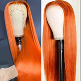 VRBest Orange Human Hair Straight Wigs