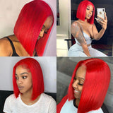 VRBest Red Short Bob Wigs Straight 