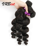 VRBest 4 Bundles Malaysian Virgin Hair Loose Wave With 13x4 Lace Frontal Closure