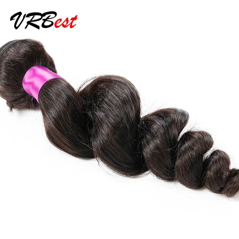 VRBest 4 Bundles Malaysian Virgin Hair Loose Wave With 13x4 Lace Frontal Closure