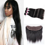 VRBest Indian Virgin Hair Straight 3 Bundles With 13x4 Lace Frontal Closure