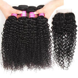 VRBest Raw Indian Curly Virgin Hair 4 Bundles With 4x4 Lace Closure