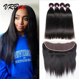 VRBest 4 Bundles Malaysian Virgin Hair Straight With 13x4 Lace Frontal Closure