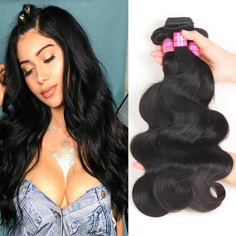 VRBest Malaysian Virgin Hair Body Wave 3 Bundles Unprocessed Human Hair