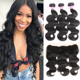 VRBest Peruvian Virgin Hair Body Wave 3 Bundles With 13x4 Lace Frontal Closure