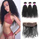 VRBest 4 Bundles Peruvian Curly Virgin Hair With 13x4 Lace Frontal Closure