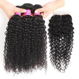 VRBest Peruvian Curly Virgin Hair 4 Bundles With 4x4 Lace Closure