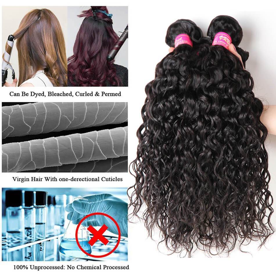 VRBest Indian Virgin Hair Water Wave 4 Bundles Unprocessed Human Hair